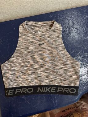 Nike Multicolor Heathered Crop Tank with Black NIKE PRO Band